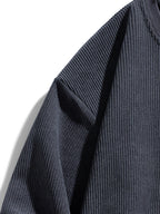 Corduroy Crewneck Sweatshirt Men's Layered Look Dark Gray Long Sleeve – Casual, Office