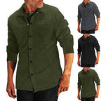 Corduroy Overshirt Jacket Men's Long Sleeve Button-Front Shacket with Chest Pockets – Casual, Office