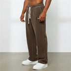 Corduroy Straight-Leg Pants Men's Drawstring Sweatpants Green – Casual, Gift · Faylori