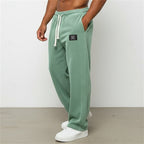 Corduroy Straight-Leg Pants Men's Drawstring Sweatpants Green – Casual, Gift · Faylori