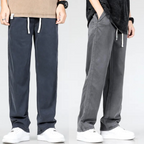 Cotton Denim Pants Men's Green Drawstring Straight-Leg – Casual, Office · Faylori