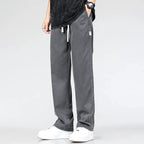 Cotton Denim Pants Men's Green Drawstring Straight-Leg – Casual, Office · Faylori