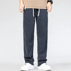 Cotton Denim Pants Men's Green Drawstring Straight-Leg – Casual, Office · Faylori