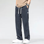Cotton Denim Pants Men's Green Drawstring Straight-Leg – Casual, Office · Faylori