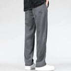 Cotton Denim Pants Men's Green Drawstring Straight-Leg – Casual, Office · Faylori
