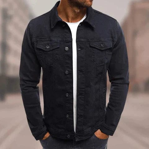 Cotton Trucker Jacket Men's Button-Up Denim Style Green – Casual, Office · Faylori