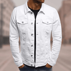 Cotton Trucker Jacket Men's Button-Up Denim Style Green – Casual, Office · Faylori