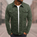 Cotton Trucker Jacket Men's Button-Up Denim Style Green – Casual, Office · Faylori