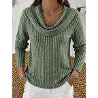 Cowl Neck Ribbed Knit Top Women's Long Sleeve Sweater – Casual, Office · Faylori
