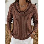 Cowl Neck Ribbed Knit Top Women's Long Sleeve Sweater – Casual, Office · Faylori
