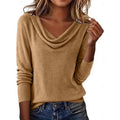 Cowl Neck Sweater Women's Draped Long Sleeve Knit Top Solid Color – Casual, Office, Gift
