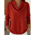 Cowl Neck Sweater Women's Long Sleeve Pink Knit Pullover – Casual, Office · Faylori