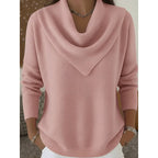 Cowl Neck Sweater Women's Long Sleeve Pink Knit Pullover – Casual, Office · Faylori