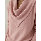 Cowl Neck Sweater Women's Pink Long Sleeve Knit Pullover – Casual, Office · Faylori