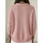 Cowl Neck Sweater Women's Pink Long Sleeve Knit Pullover – Casual, Office · Faylori