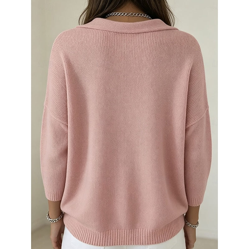 Cowl Neck Sweater Women's Pink Long Sleeve Knit Pullover – Casual, Office · Faylori