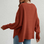Crew Neck Jumper Women's Loose Fit Knit Sweater – Casual, Office · Faylori