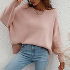 Crew Neck Jumper Women's Loose Fit Knit Sweater – Casual, Office · Faylori
