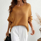 Crew Neck Jumper Women's Loose Fit Knit Sweater – Casual, Office · Faylori
