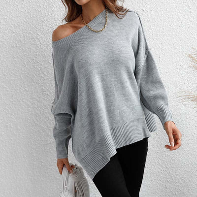 Crew Neck Jumper Women's Loose Fit Knit Sweater – Casual, Office · Faylori