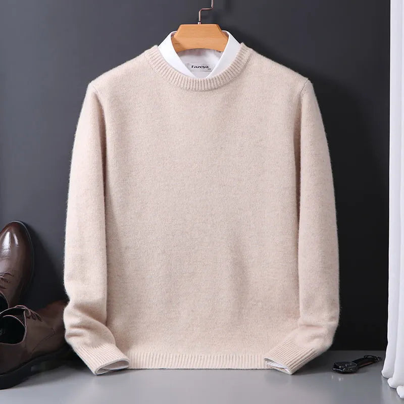 Crew Neck Knit Sweater Men's Soft Black Long Sleeve Pullover – Casual, Office · Faylori