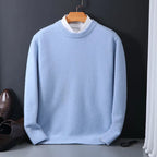 Crew Neck Knit Sweater Men's Soft Black Long Sleeve Pullover – Casual, Office · Faylori