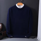 Crew Neck Knit Sweater Men's Soft Black Long Sleeve Pullover – Casual, Office · Faylori