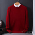 Crew Neck Knit Sweater Men's Soft Black Long Sleeve Pullover – Casual, Office · Faylori