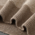 Crew Neck Sweater Men's Knit Beige Textured Diagonal Pattern – Casual, Office, Gift