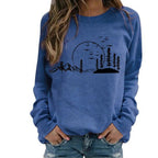 Crewneck Sweatshirt Women's Long Sleeve Mountain Graphic Print Pullover – Casual, Gift