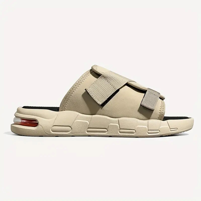 Cushioned Slides Adjustable Strap Beige Men's – Casual, Home, Summer, Comfort · Faylori