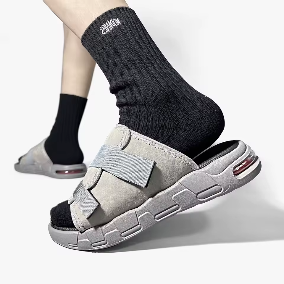 Cushioned Slides Adjustable Strap Beige Men's – Casual, Home, Summer, Comfort · Faylori
