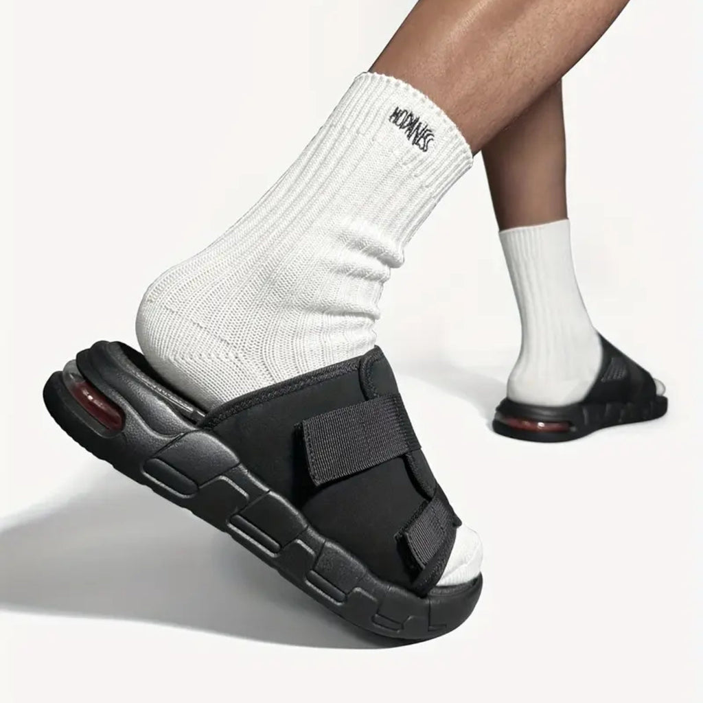 Cushioned Slides Adjustable Strap Beige Men's – Casual, Home, Summer, Comfort · Faylori