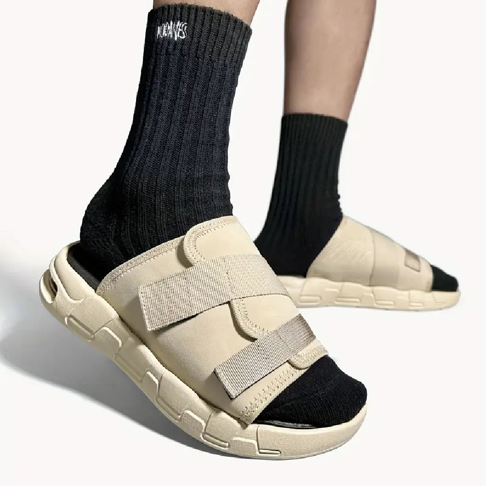 Cushioned Slides Adjustable Strap Beige Men's – Casual, Home, Summer, Comfort · Faylori