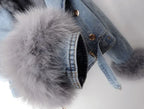 Denim Jacket Women's with Faux Fur Collar and Cuffs Cropped – Casual, Winter, Office, Gift