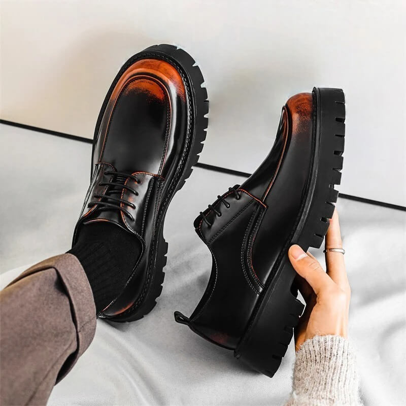 Derby Dress Shoes Men's Black Brown Leather Lace-Up Platform – Office, Casual, Formal, Gift
