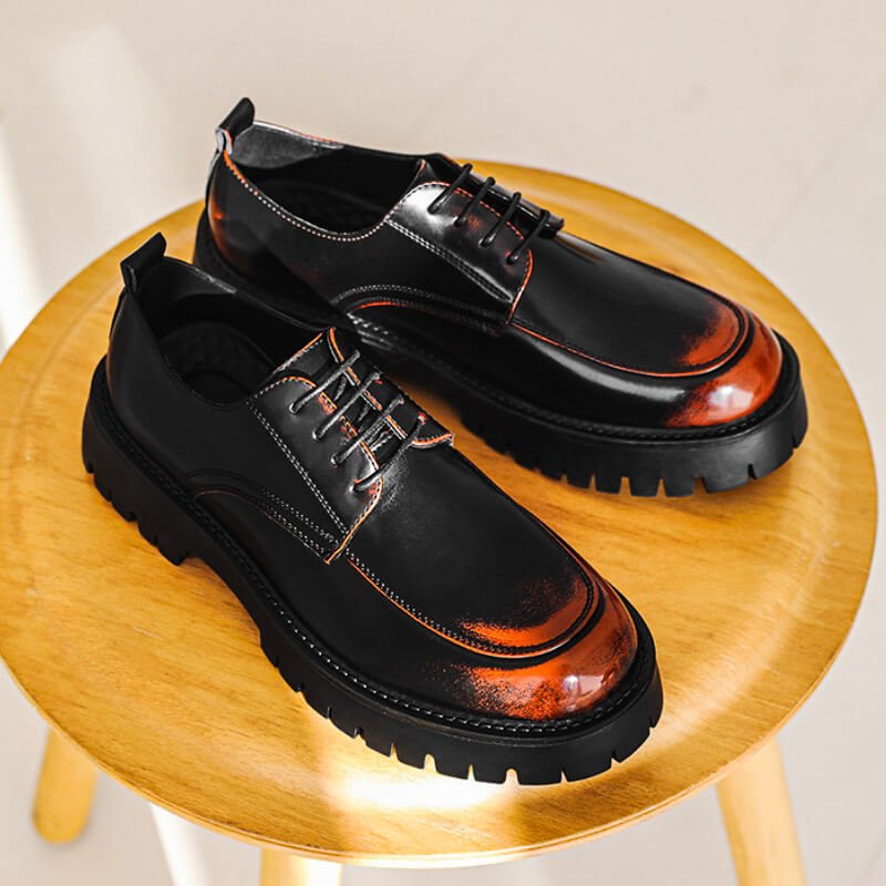 Derby Dress Shoes Men's Black Brown Leather Lace-Up Platform – Office, Casual, Formal, Gift