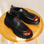 Derby Dress Shoes Men's Black Brown Leather Lace-Up Platform – Office, Casual, Formal, Gift