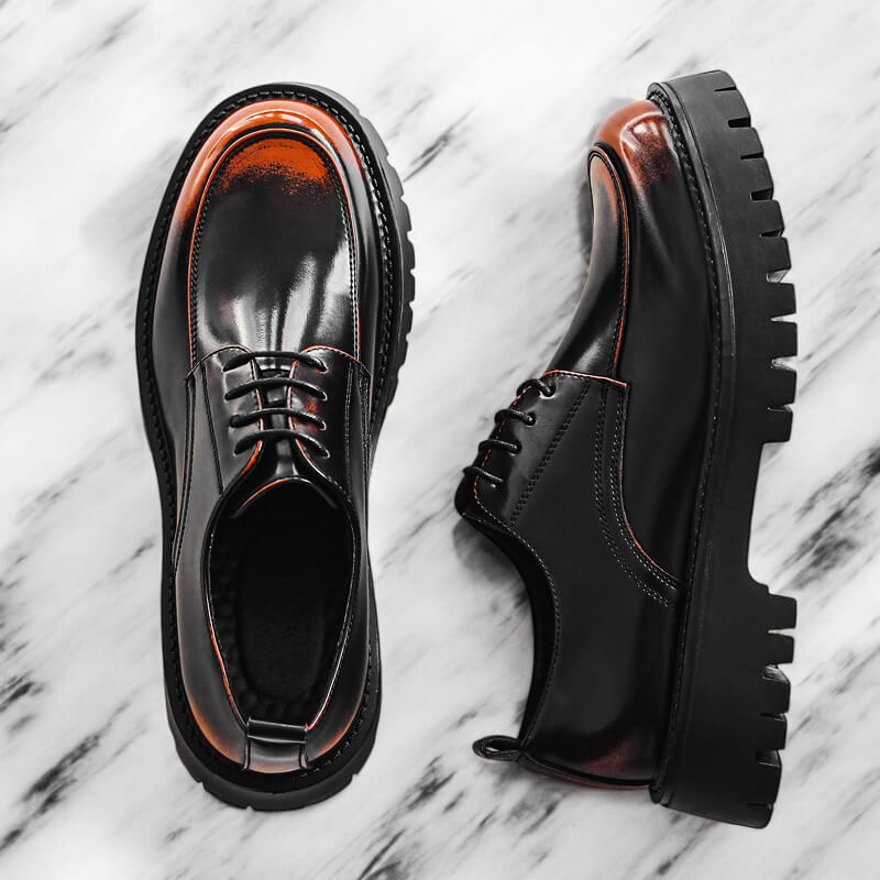 Derby Dress Shoes Men's Black Brown Leather Lace-Up Platform – Office, Casual, Formal, Gift