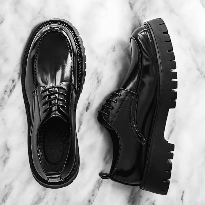 Derby Dress Shoes Men's Black Brown Leather Lace-Up Platform – Office, Casual, Formal, Gift