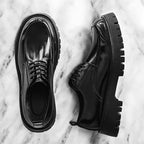 Derby Dress Shoes Men's Black Brown Leather Lace-Up Platform – Office, Casual, Formal, Gift