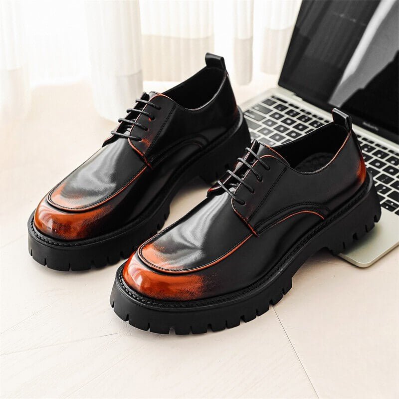 Derby Dress Shoes Men's Black Brown Leather Lace-Up Platform – Office, Casual, Formal, Gift