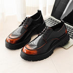Derby Dress Shoes Men's Black Brown Leather Lace-Up Platform – Office, Casual, Formal, Gift