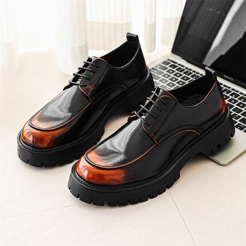 Derby Dress Shoes Men's Black Brown Leather Lace-Up Platform – Office, Casual, Formal, Gift