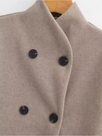 Double-Breasted Blazer Coat Women's Loose Fit Stand Collar Jacket – Office, Casual, Gift