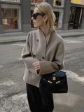 Double-Breasted Blazer Coat Women's Loose Fit Stand Collar Jacket – Office, Casual, Gift