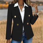 Double-Breasted Blazer Women's White Tailored Long Sleeve Notched Lapel Jacket – Office, Casual, Work Gift