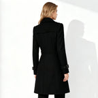 Double-Breasted Trench Coat Women's Notch Lapel Slim Fit Mid-Length Overcoat – Casual, Office, Holiday, Gift