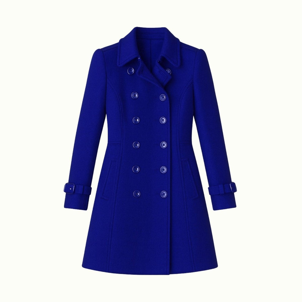 Double-Breasted Trench Coat Women's Notch Lapel Slim Fit Mid-Length Overcoat – Casual, Office, Holiday, Gift
