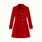 Double-Breasted Trench Coat Women's Notch Lapel Slim Fit Mid-Length Overcoat – Casual, Office, Holiday, Gift
